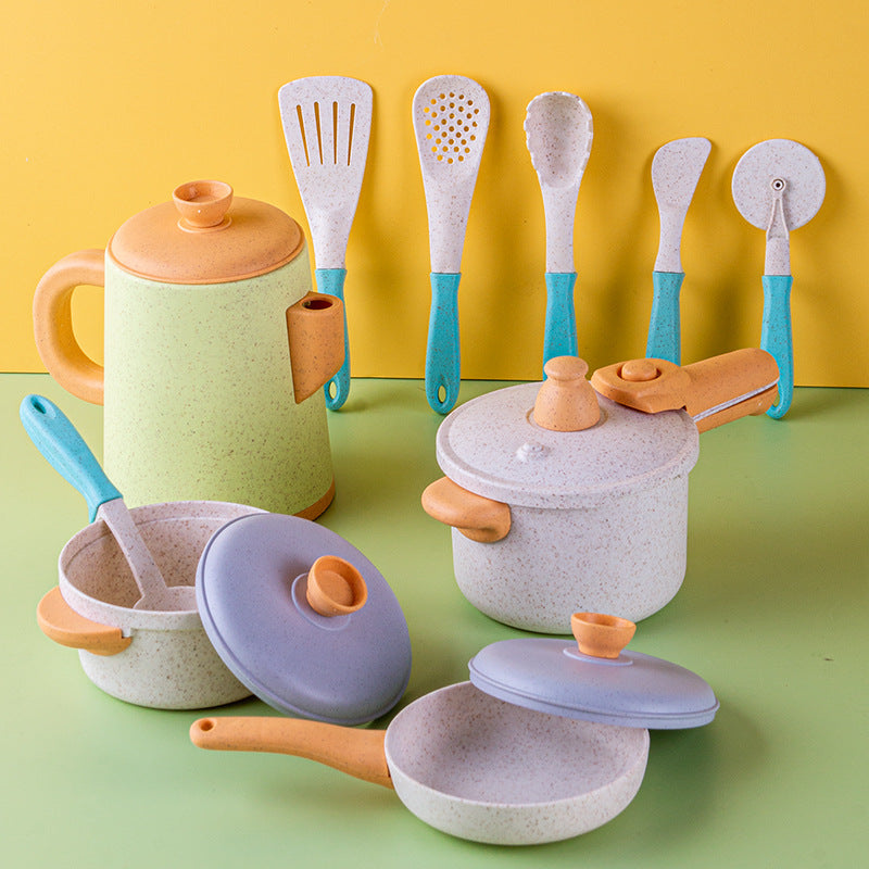 Pretend Cooking Toy Kitchenware Set – 14-Piece High Pot Simulation Playset