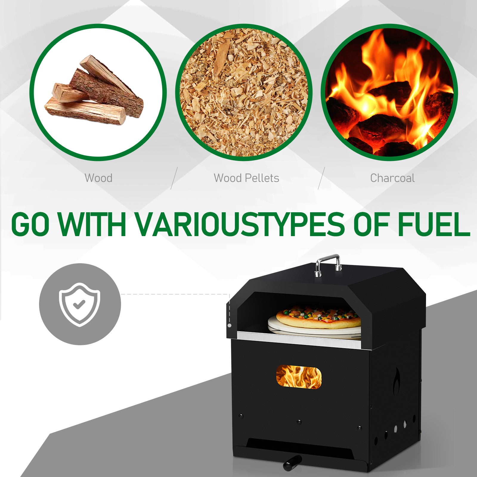 Portable Iron Pizza Oven with Handles – Wood-Fired Style, Charcoal BBQ & Fire Pit