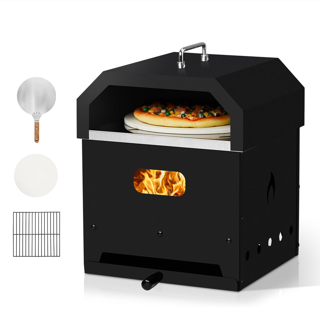 Portable Iron Pizza Oven with Handles – Wood-Fired Style, Charcoal BBQ & Fire Pit