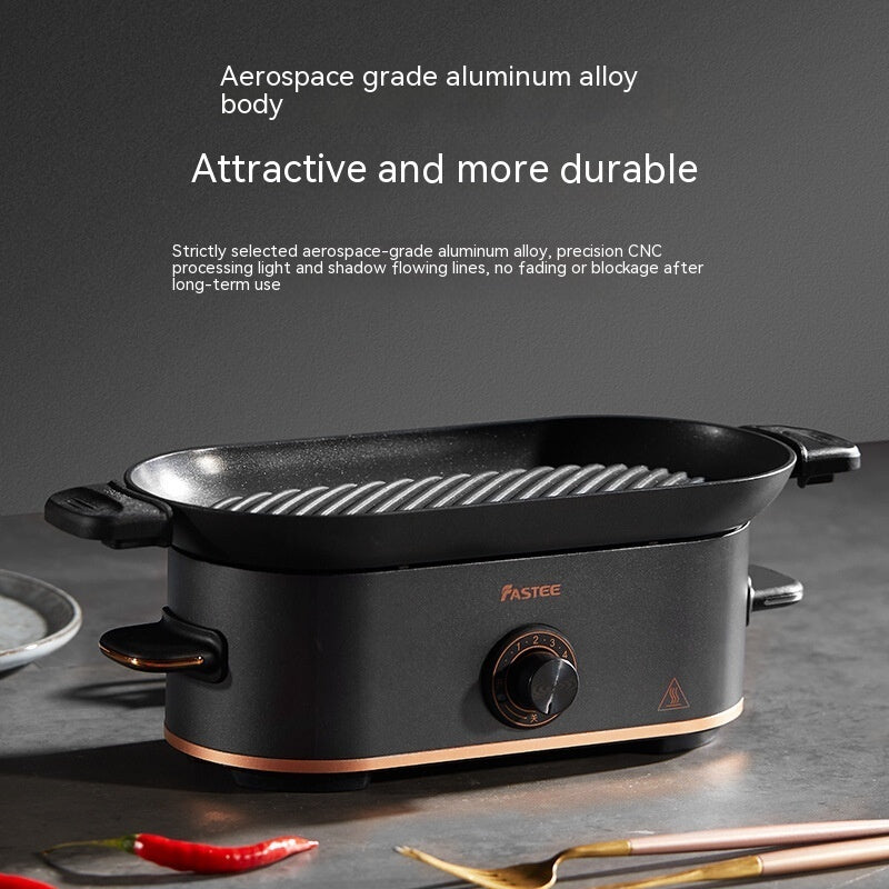 Household Electric Grill Plate – Portable BBQ, Non-Smoke, 450W