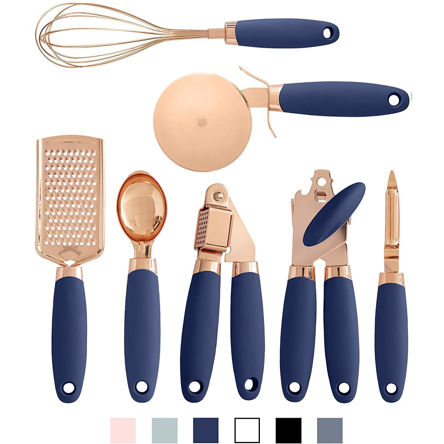 Stainless Steel Kitchen Utensil Set – 7-Piece with Modern TPR Handles