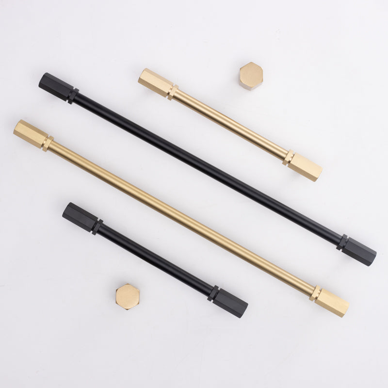 Hexa Bar Pull Handle Brushed Brass and Matt Black Preorder