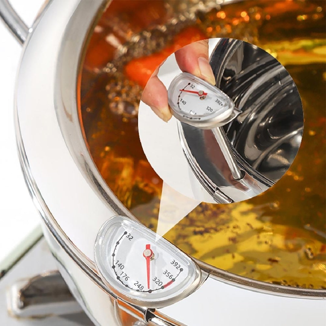 Stainless Steel Deep Fryer Pot – Tempura Frying Pan with Thermometer & Lid