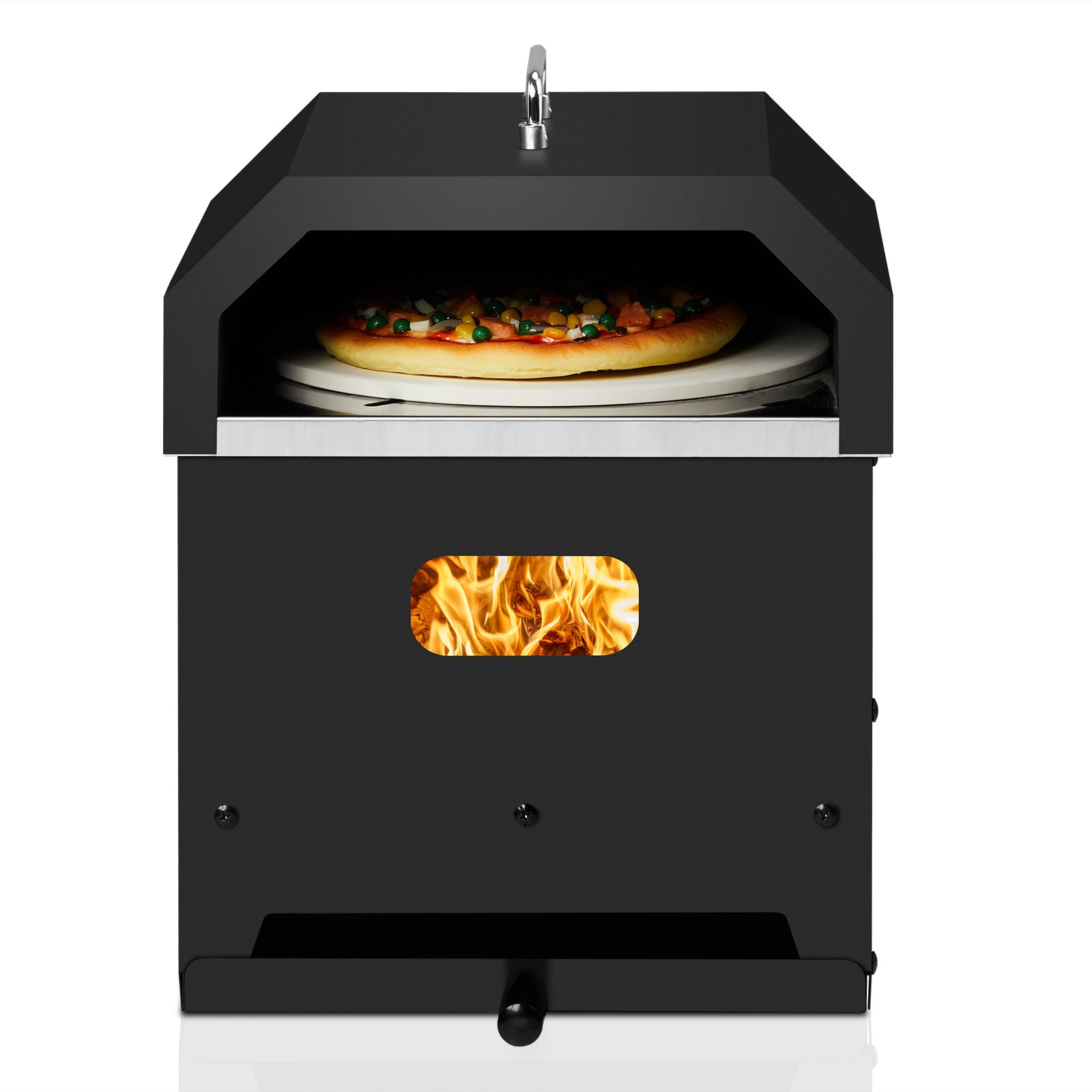 Portable Iron Pizza Oven with Handles – Wood-Fired Style, Charcoal BBQ & Fire Pit