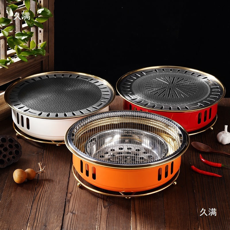 Household Carbon Round Barbecue Oven – Portable Charcoal Grill for 3–5 People