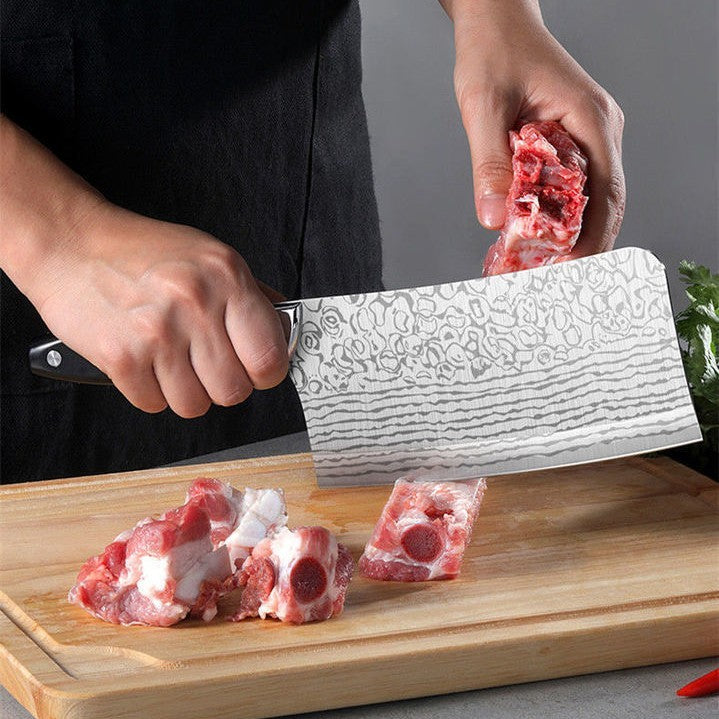 7-Piece Stainless Steel Kitchen Knife Set with Acrylic Holder – Household Kitchenware Supplies