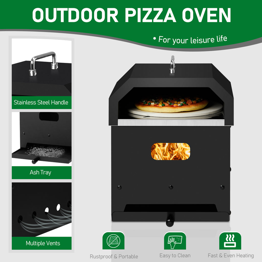 Portable Iron Pizza Oven with Handles – Wood-Fired Style, Charcoal BBQ & Fire Pit
